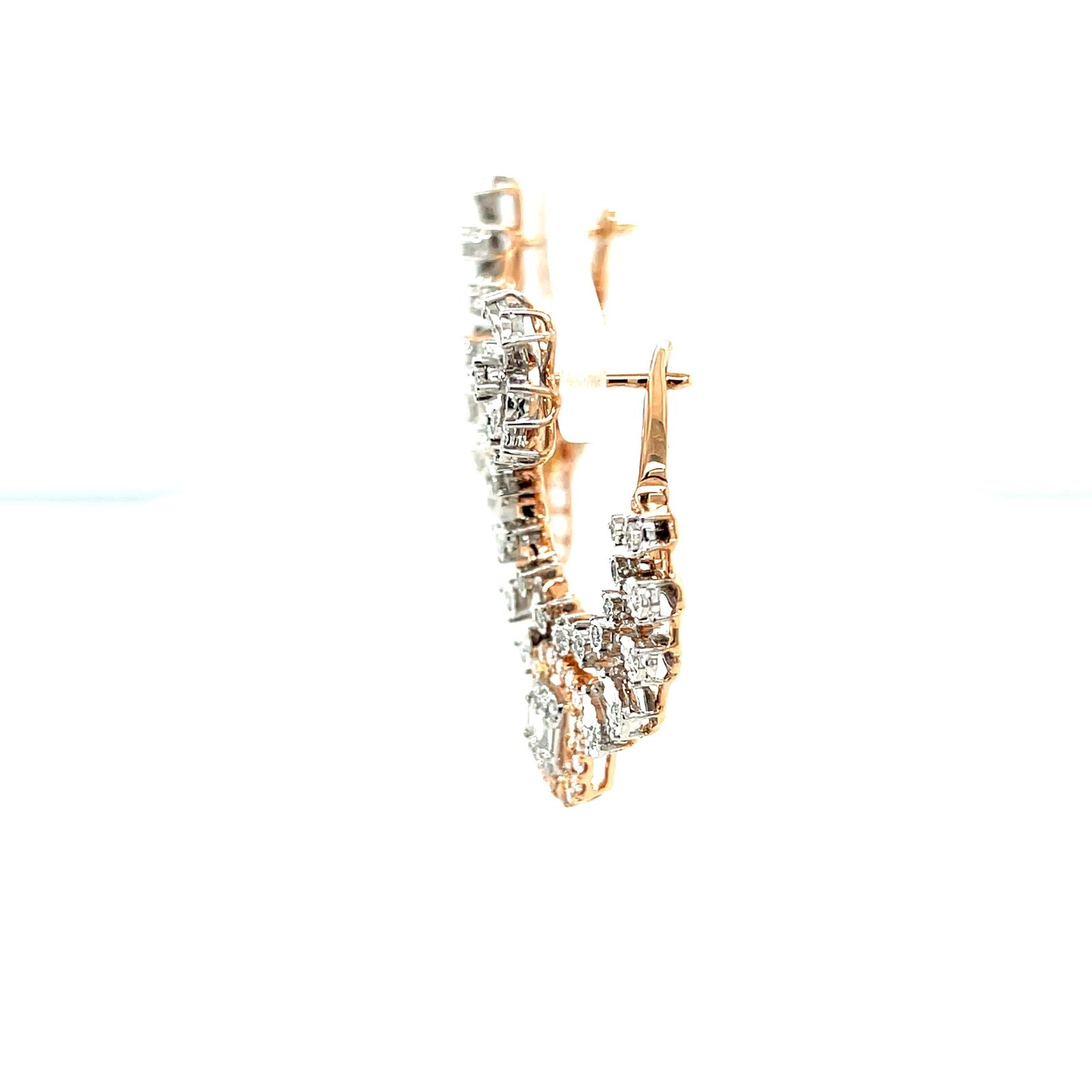 Radiant Diamond Hoop Earrings with Floral Motif